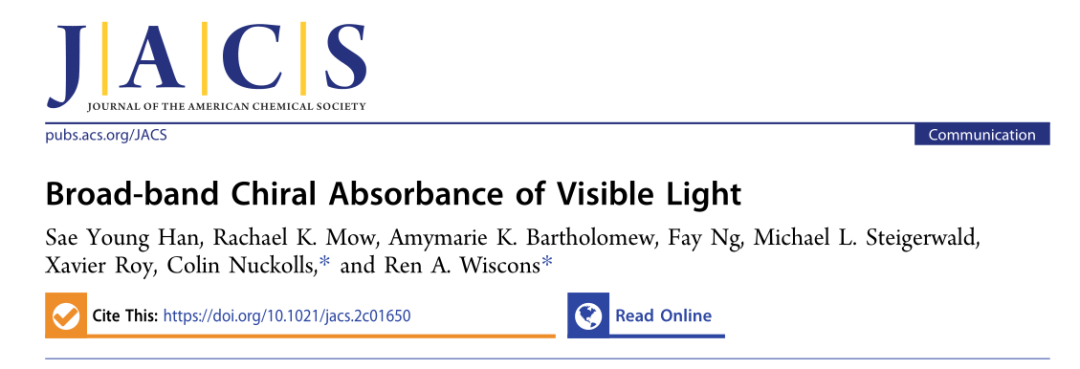 手性之光 ——最新JACS：可见光的宽带手性吸光度,图片,手性,材料,螺旋烯,化学,标准,传感器,近红外,手性光学,第1张