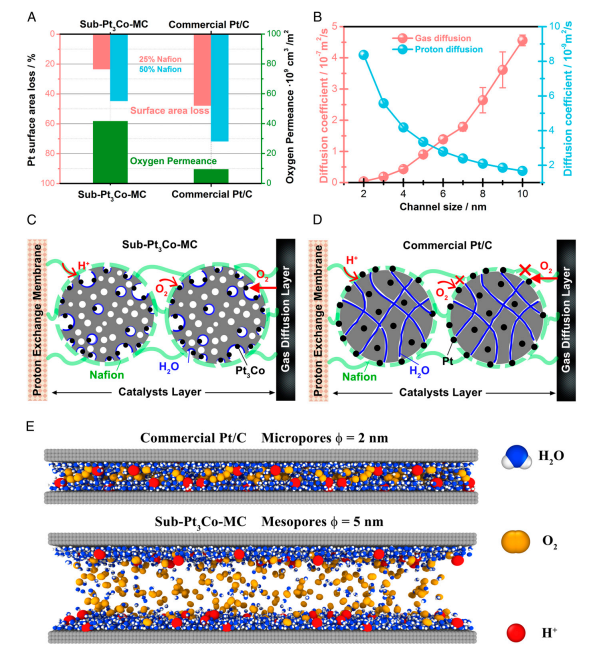 PNAS:介孔限域优化燃料电池MEA结构，实现高性能电池表达,图片,质子交换膜燃料电池,介孔碳,亚尺寸Pt基金属间化合物,MEA结构,铂金属间化合物,第4张