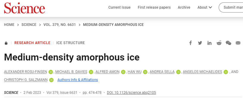 研究冰，发一篇Science！,图片,结晶相,非晶态,水,冰,密度,第1张