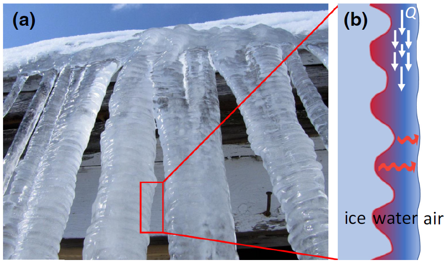 冰凌表面为什么会有波纹？科学家出手了，终于找到了答案！,图片,冰凌,热量,离子溶液,周向波纹,杂质浓度,第3张